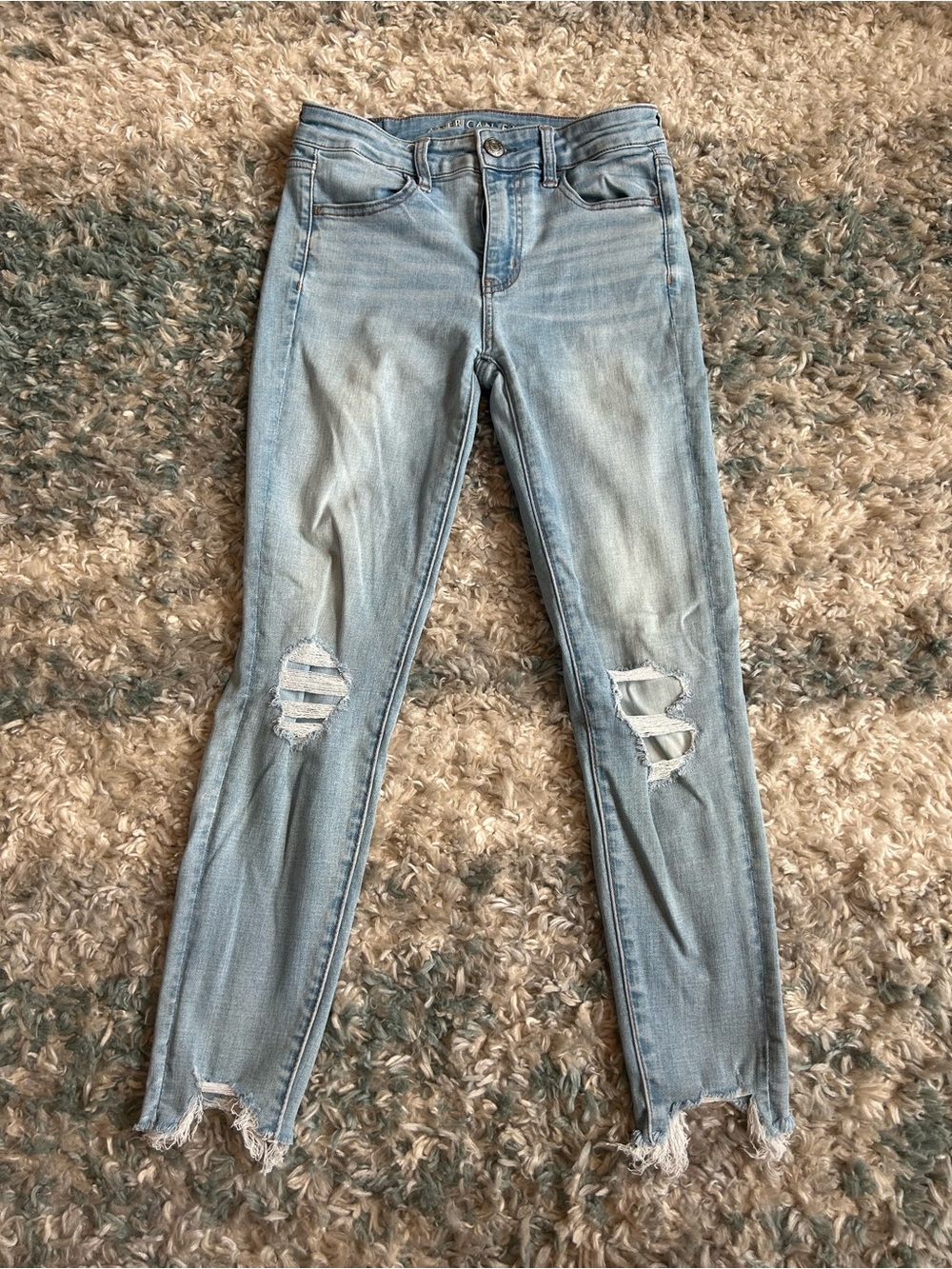 American Eagle Outfitters Light Blue Skinny Distressed Jeans